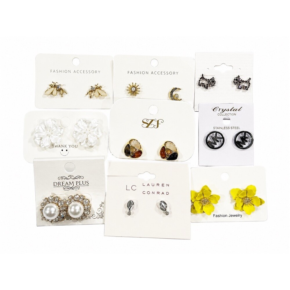 9 pairs Stud Earrings Lot Bundle Mixed Styles Gold Silver cute flower star dog